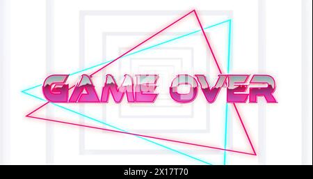 Image of game over text over neon pattern Stock Photo