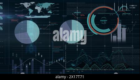 Image of data processing over world map Stock Photo