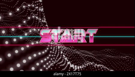 Image of start text over neon pattern background Stock Photo