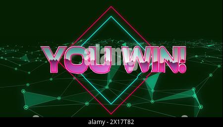 Image of you win text over neon background Stock Photo