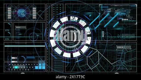 Image of financial data processing over scope scanning Stock Photo