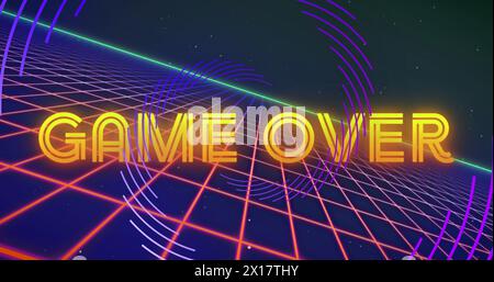 Image of game over text with shapes over black backround Stock Photo