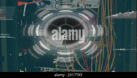 Image of digital scope over server room Stock Photo