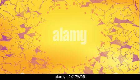 Image of pink dots connecting lines against yellow background Stock Photo