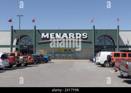 Indianapolis - April 13, 2024: Menards Home Improvement store. Menards sells assorted building materials, tools, and gardening supplies. Stock Photo