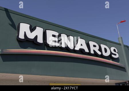 Indianapolis - April 13, 2024: Menards Home Improvement store. Menards sells assorted building materials, tools, and gardening supplies. Stock Photo