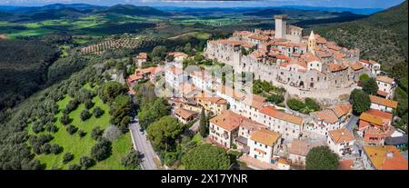 Italy travel and landmarks. Capalbio - charming small traditional top hill village (borgo) in Tuscany. Grosetto province. considered one of the most b Stock Photo