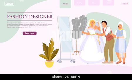 Fashion designer website template cartoon vector illustration Stock Vector