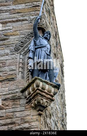 Bronze statue of William Wallace scottish patriot at the Wallace Monument in Stirling Scotland Stock Photo