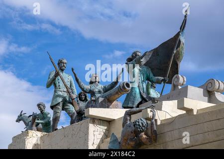 Monumento A Tripulantes Galeta Ancud, monument to the crew members of the schooner Ancud 1843 on the Strait of Magellan, Punta Arenas, city in Stock Photo