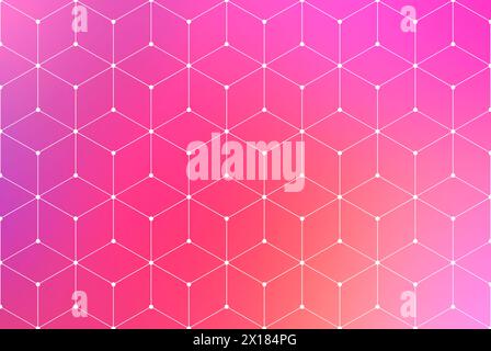 White 3d cubes on bright, vibrant and blurred purple to pink color gradient background. Abstract and modern technology and science background. Stock Photo