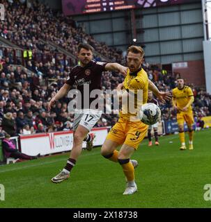 Tynecastle Park,Edinburgh.Scotland UK.13th April 24  Scottish Premiership match Hearts vs Livingston. Stock Photo