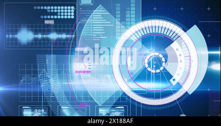 Image of data processing in on digital screen Stock Photo