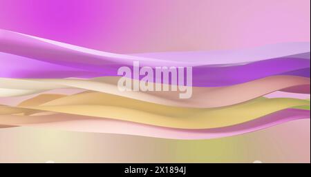 Image of pink to yellow gradient layers waving over gradient background Stock Photo