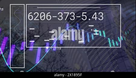 Image of padlock icon over screen with data processing Stock Photo