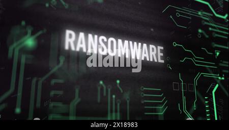 Image of ransomware text over data processing Stock Photo