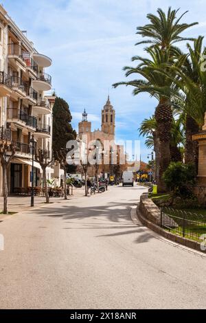 Promenade in Sitges, Spain Stock Photo