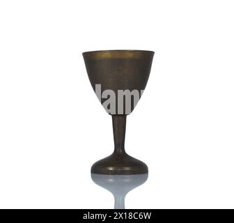 Old metal wine-glass isolated on white Stock Photo
