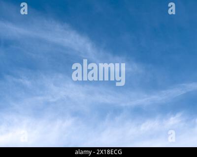 Blue sky with clouds Cirrus veil clouds Feather clouds, Germany Stock Photo