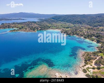 Amazing view of Sithonia coastline near Lagonisi Beach, Chalkidiki, Central Macedonia, Greece Stock Photo
