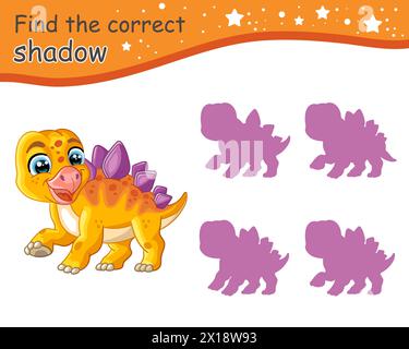 Shadow matching game with cartoon dinosaur for children Stock Vector ...