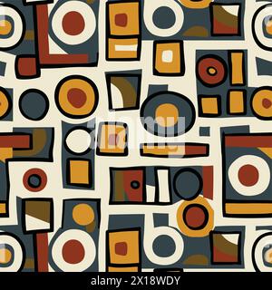 Abstract asymmetrical geometric vector pattern illustration, modern style with bold shapes and symbols, modernist design art Stock Vector