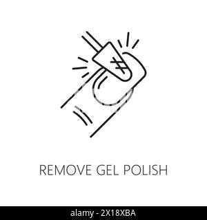 Nail manicure service icon with cotton swab. Woman beauty or spa salon service, cosmetics and makeup shop, manicure and pedicure master outline vector sign. Cosmetology linear pictogram or icon Stock Vector