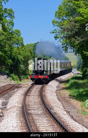 UK, England, Devon, GWR Steam Locomotive No. 4277 'Hercules' approaching Greenway Halt on the Dartmouth Steam Railway Stock Photo