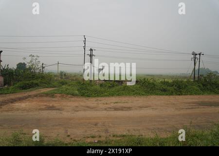 The controversial Tata Nano automobile factory land. Beside NH-16. Singur in Hooghly district, West Bengal, India. Stock Photo