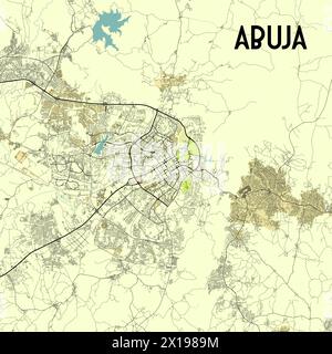 Abuja, Federal Capital Territory, Nigeria map poster art Stock Vector