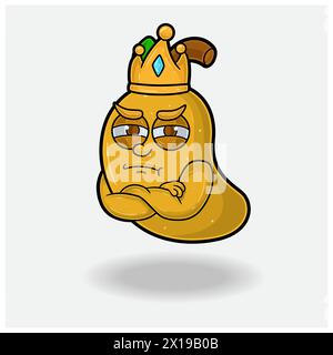 Jealous expression with Mango Fruit Crown Mascot Character Cartoon. Vector Illustrations Stock Vector