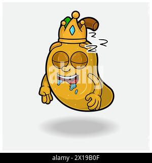 Sleep expression with Mango Fruit Crown Mascot Character Cartoon. Vector Illustrations Stock Vector