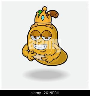 Love struck expression with Mango Fruit Crown Mascot Character Cartoon. Vector Illustrations Stock Vector