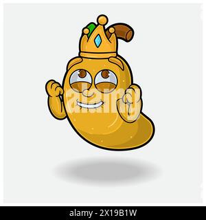 Happy expression with Mango Fruit Crown Mascot Character Cartoon. Vector Illustrations Stock Vector