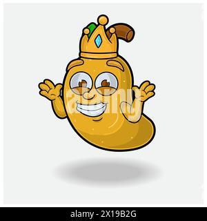 Dont Know Smile expression with Mango Fruit Crown Mascot Character Cartoon. Vector Illustrations Stock Vector