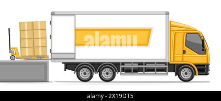 Vector illustration of Loading Truck, horizontal header with profile ...