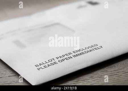 Ballot paper postal vote letter for the election in England. Isolated ...