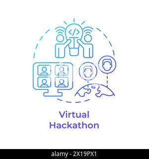 Virtual hackathon blue gradient concept icon Stock Vector