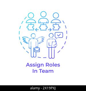 Assign roles in team blue gradient concept icon Stock Vector