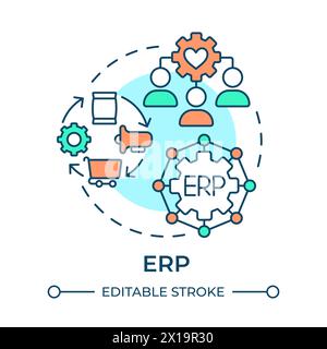 ERP multi color concept icon Stock Vector