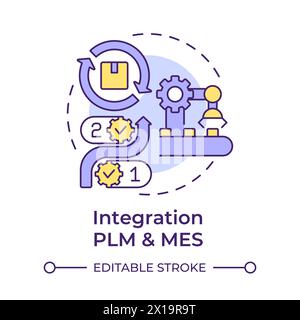 Integration PLM and MES multi color concept icon Stock Vector