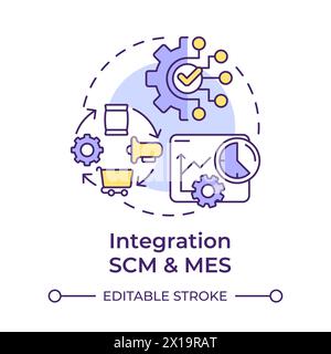Integration SCM and MES multi color concept icon Stock Vector