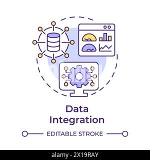 Data integration multi color concept icon Stock Vector