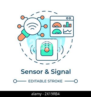 Sensor and signal multi color concept icon Stock Vector