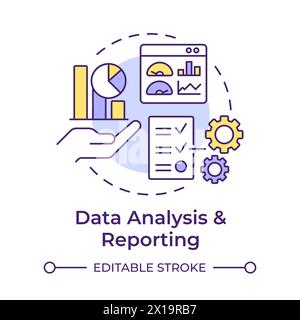 Data analysis and reporting multi color concept icon Stock Vector