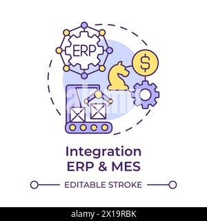 Integration ERP and MES multi color concept icon Stock Vector