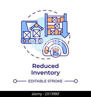 Reduced inventory multi color concept icon Stock Vector