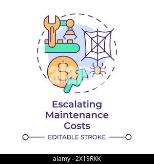 Escalating maintenance costs multi color concept icon Stock Vector