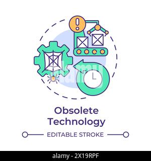 Obsolete technology multi color concept icon Stock Vector