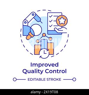 Improved quality control multi color concept icon Stock Vector
